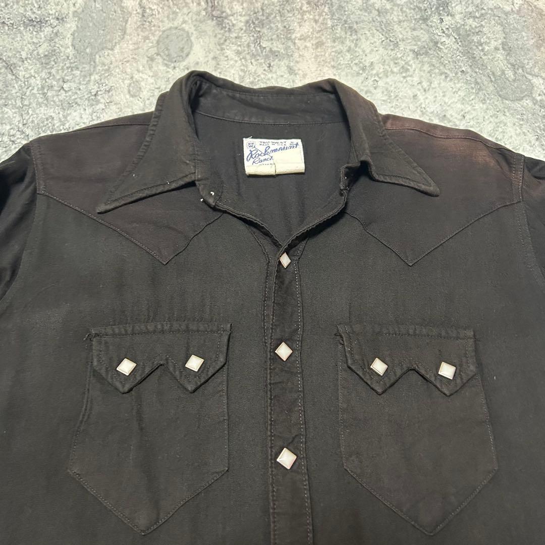 80s USA製 Rockmount “レーヨン ギャバジン“ シャツ　黒　開襟