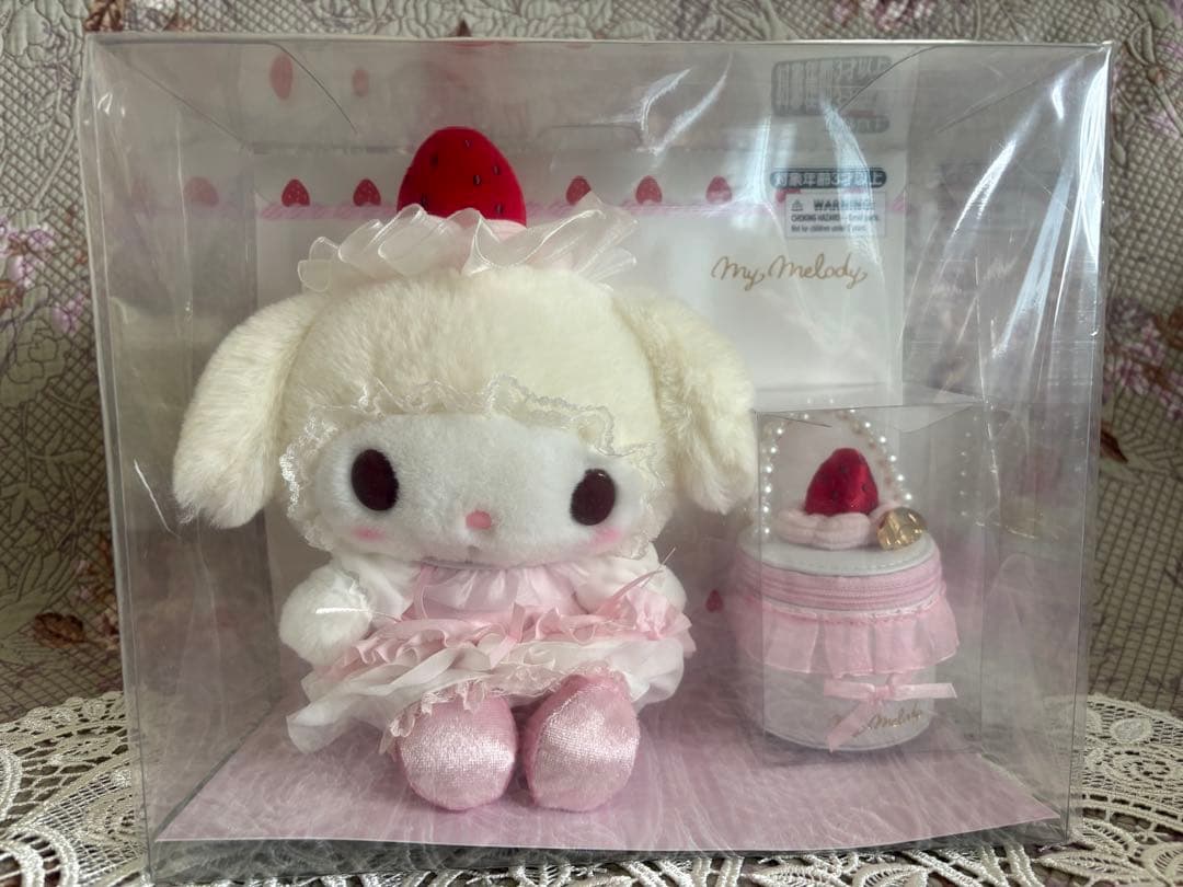 新品サンリオ　いちごホイップケーキ　ぬいぐるみ&アクセサリーセット　マイメロディ