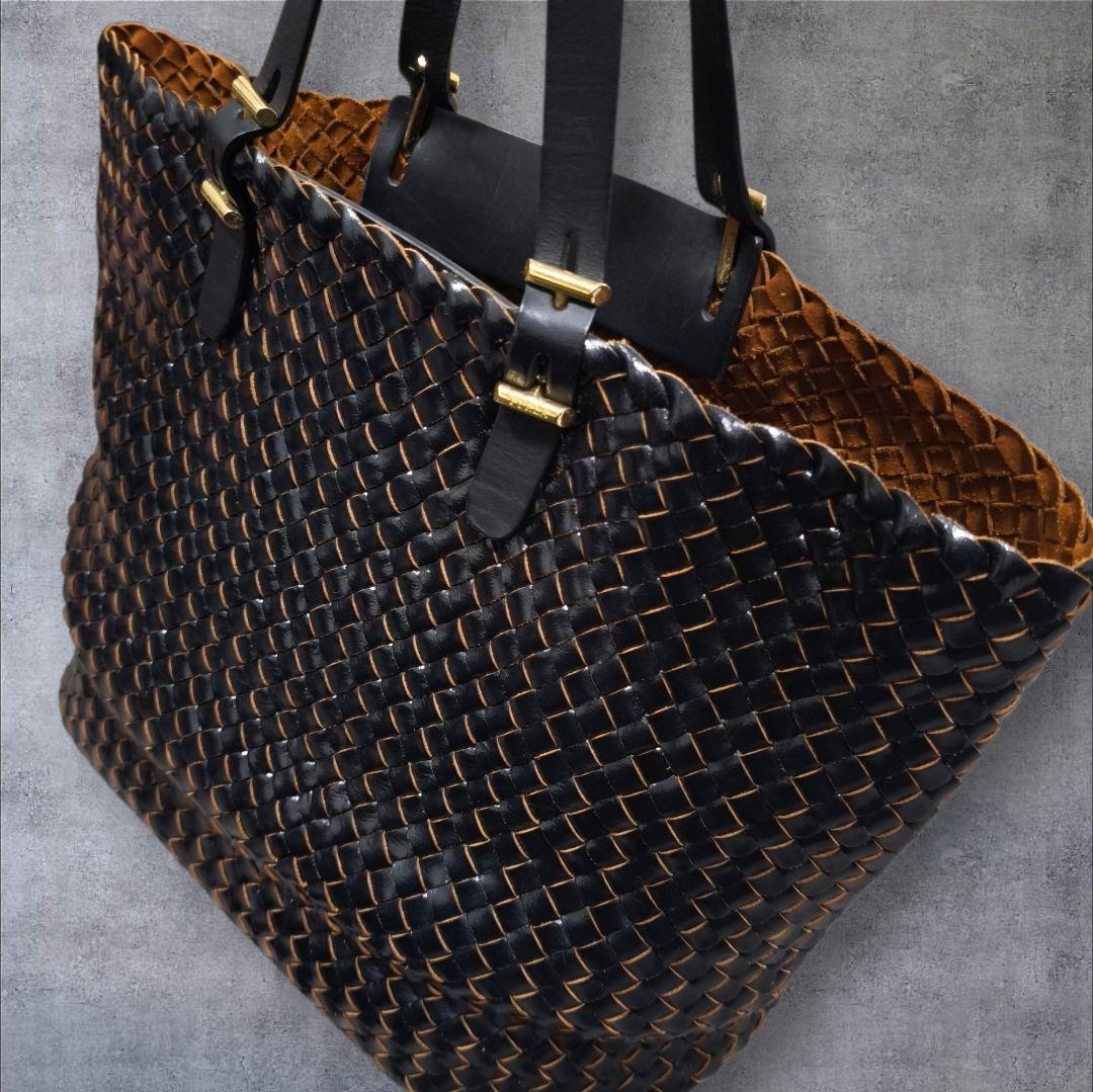 極美品 希少イントレチャート 本革トート FURLA フルラ 大容量 ブラック