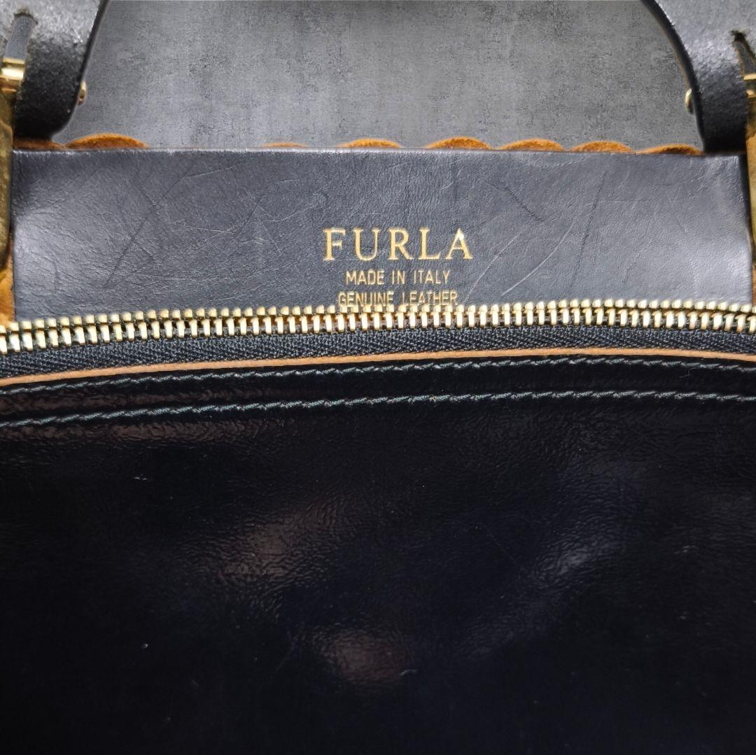 極美品 希少イントレチャート 本革トート FURLA フルラ 大容量 ブラック