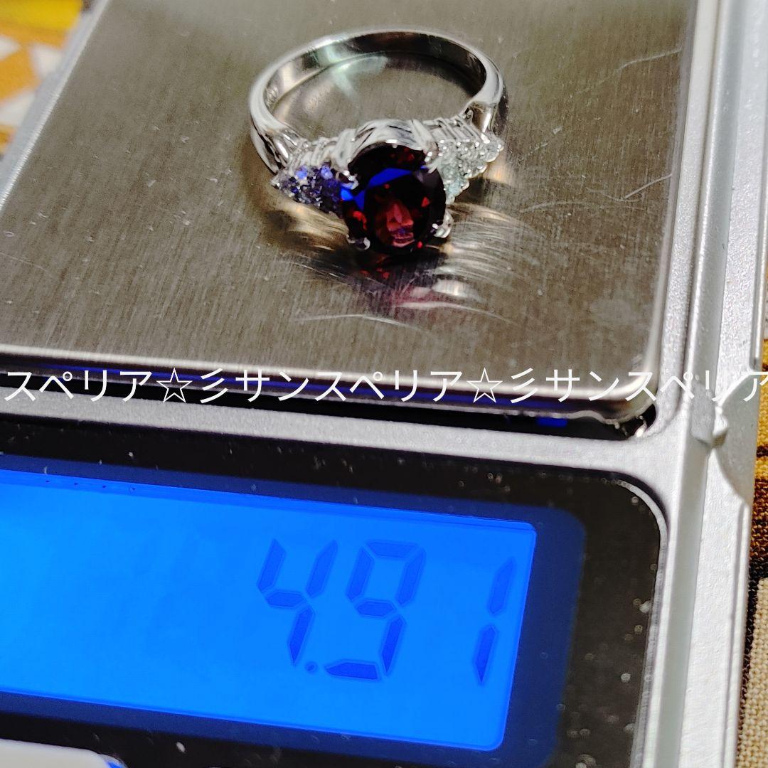 Pt900ロードライトガーネット2.25ctとダイヤモンドのデザインリング ソ付