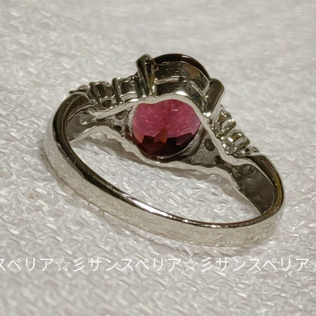 Pt900ロードライトガーネット2.25ctとダイヤモンドのデザインリング ソ付