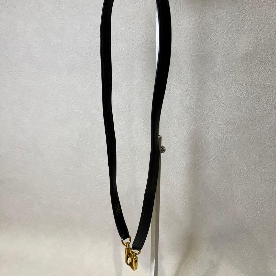 HERMES エルメス レザーショルダーストラップ 黒 金具 仏製