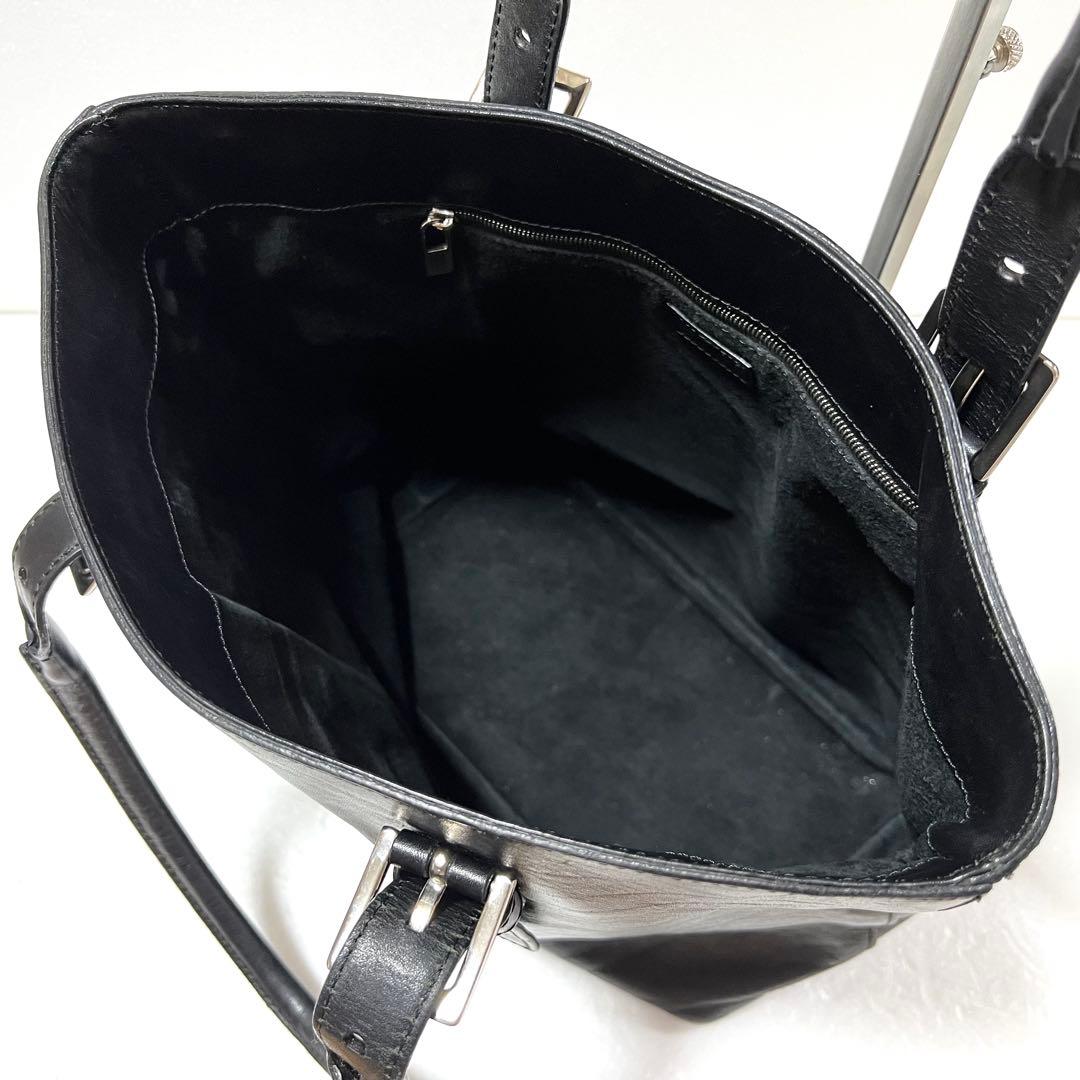 【美品】HIROFU ヒロフ レザー トートバッグ A4 ブラック 肩掛け