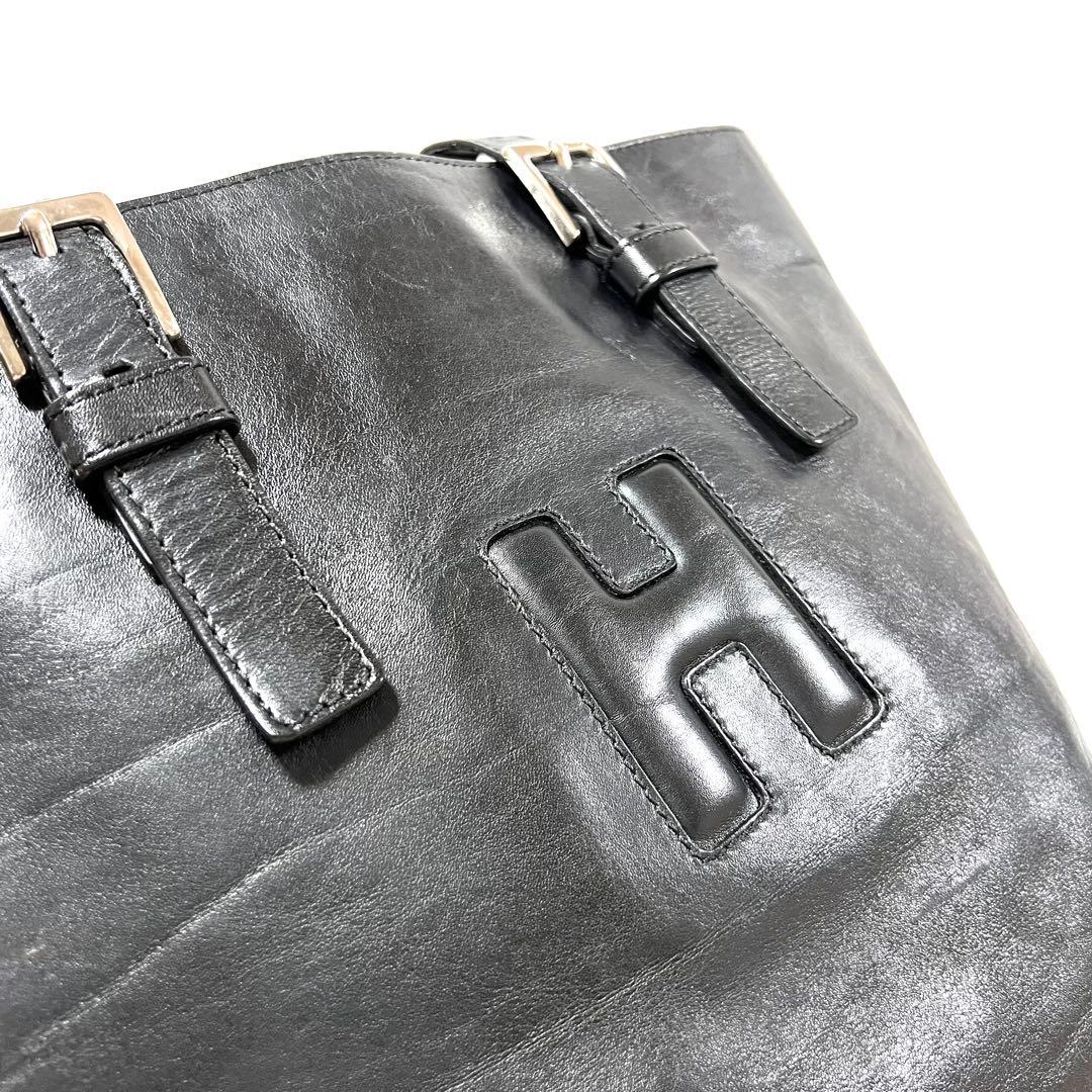 【美品】HIROFU ヒロフ レザー トートバッグ A4 ブラック 肩掛け