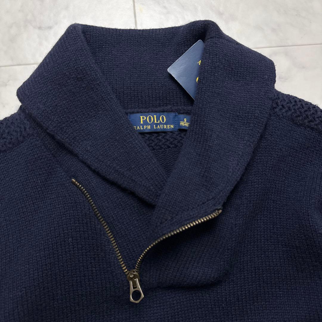 【新品タグ付】 ポロラルフローレン ショールカラー ハーフジップニット セーター