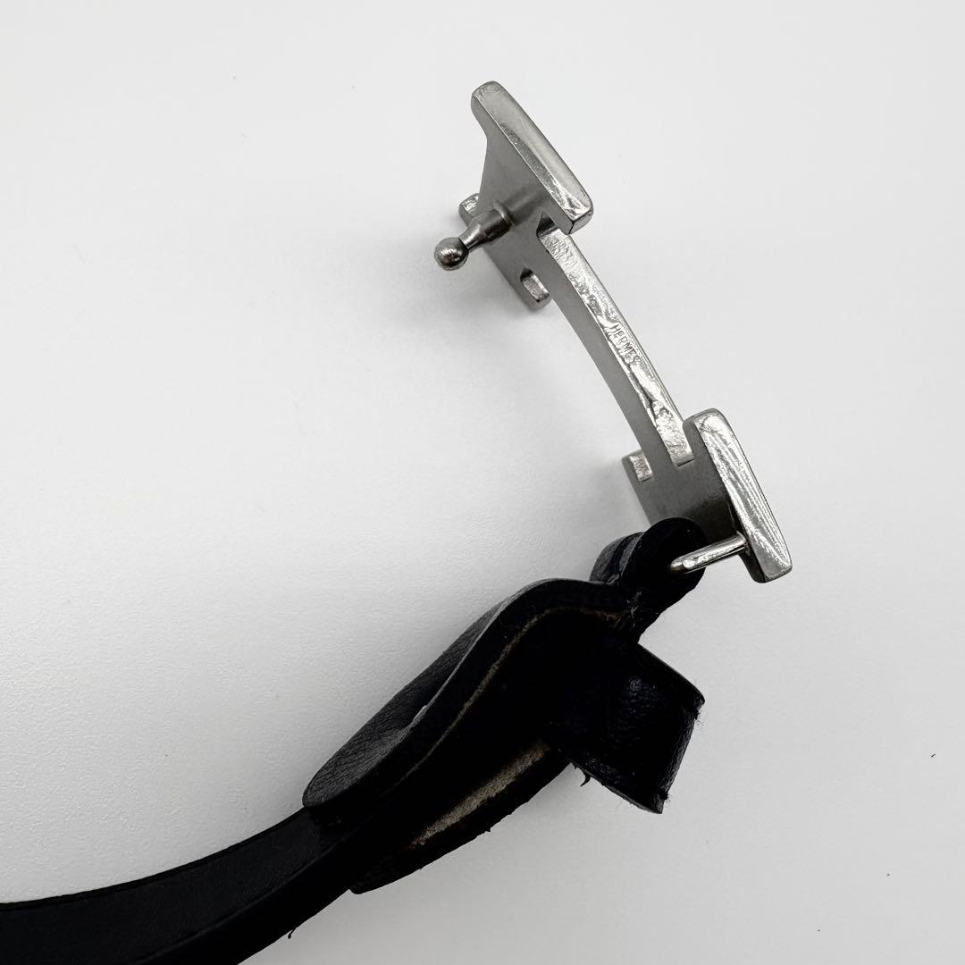 HERMES　ベルト　コンスタンス　Hロゴ　シルバー　黒　レザー　Hバックル