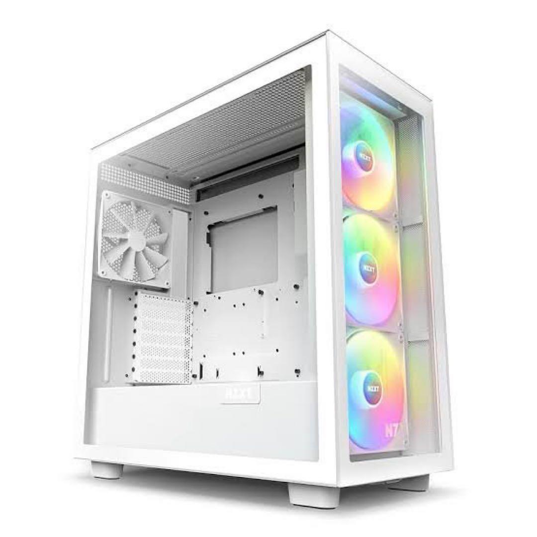 NZXT H7 Elite ホワイト 強化ガラス RGBファン付き PCケース