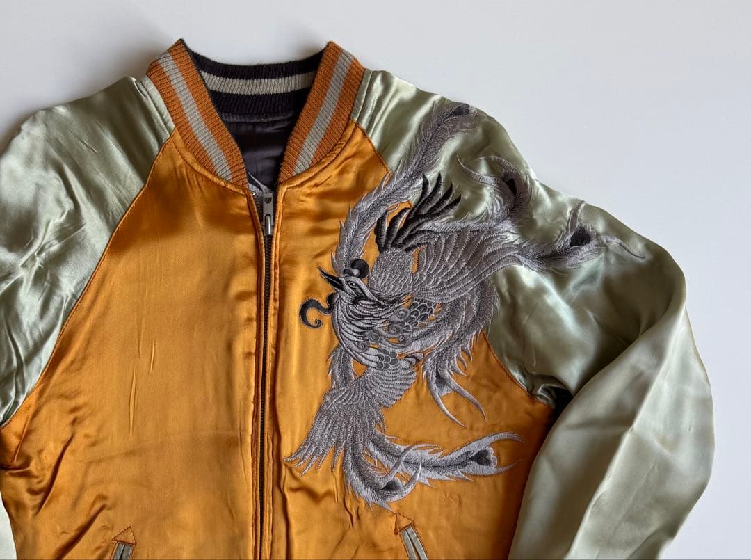 ドラゴンと鳳凰刺繍 スカジャン