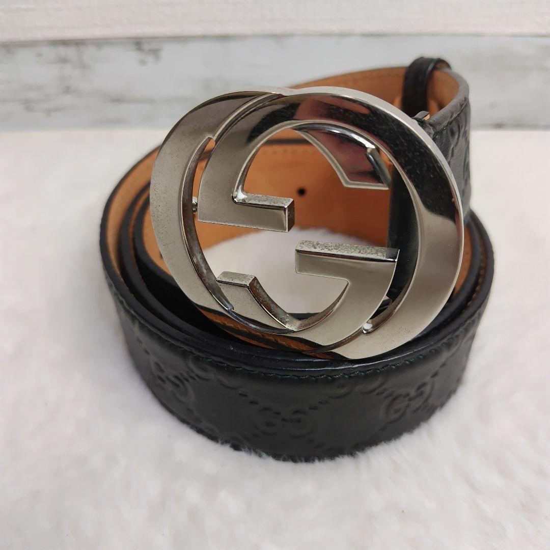 ✨極美品✨GUCCI グッチ ベルト インターロッキング グッチシマ　ブラック