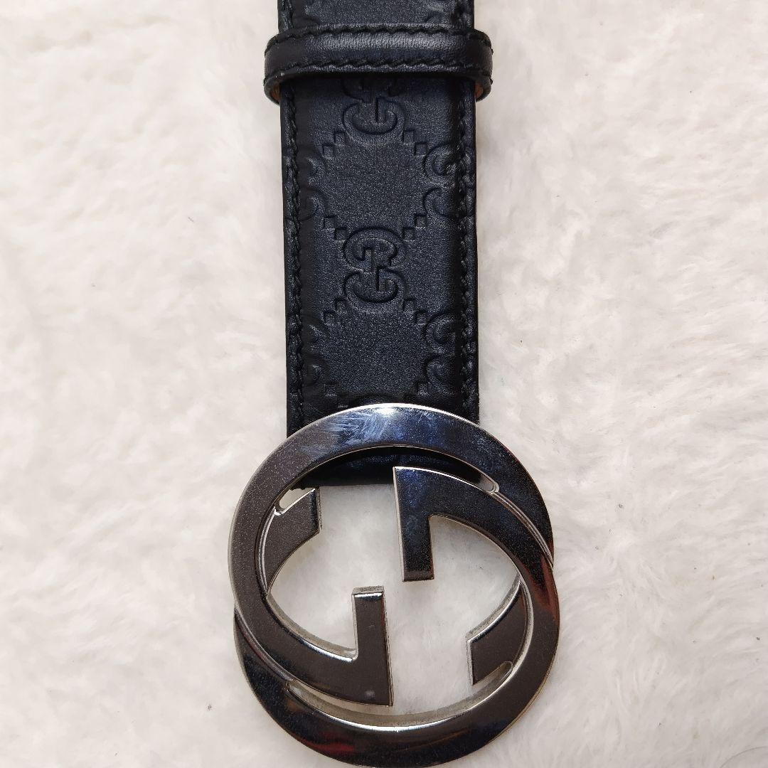 ✨極美品✨GUCCI グッチ ベルト インターロッキング グッチシマ　ブラック