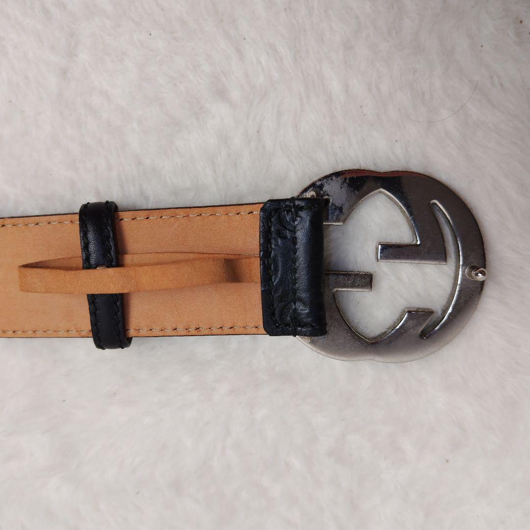 ✨極美品✨GUCCI グッチ ベルト インターロッキング グッチシマ　ブラック