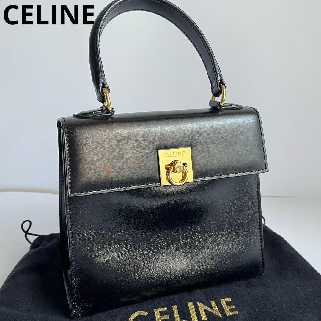 ✨極美品✨　CELINE ガンチーニ　ハンドバッグ　ブラック　黒　ミニ　バッグ