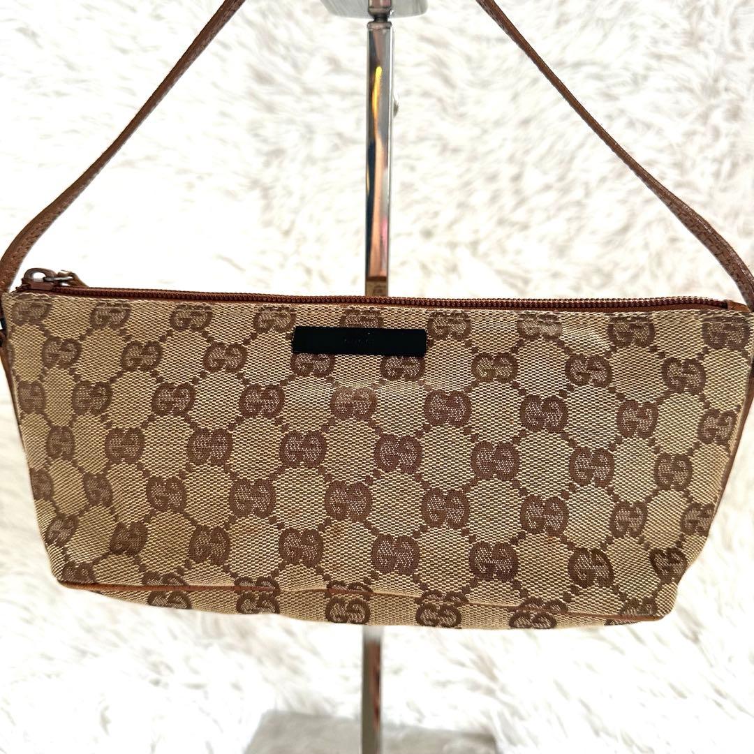 GUCCI グッチ アクセサリーポーチ GG柄 キャンバス ブラウン