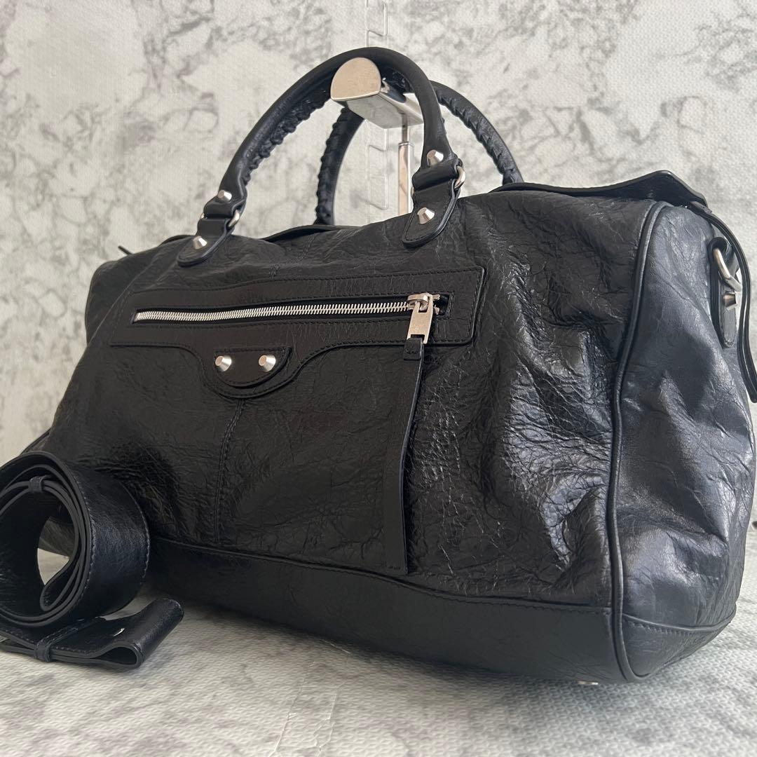 未使用級✨バレンシアガ SQUASH ボストンバッグ 2way レザー ブラック