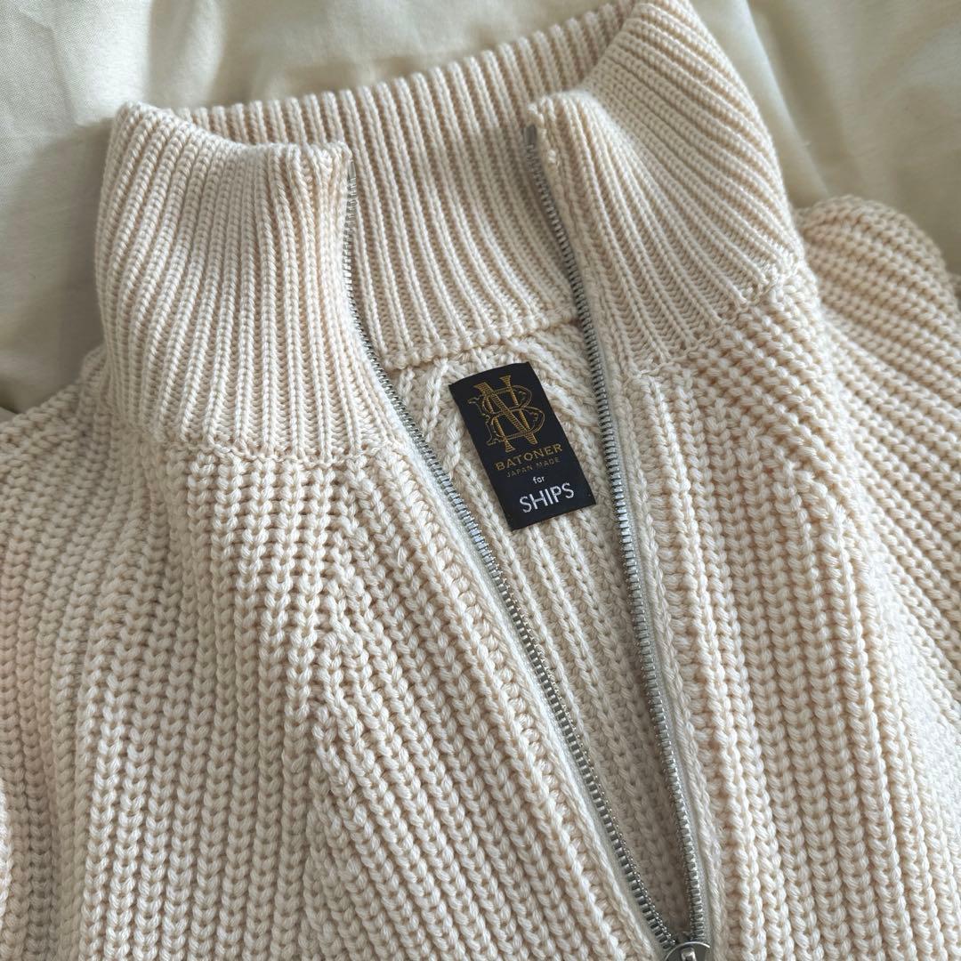 SHIPS別注 BATONER ハーフジップニット