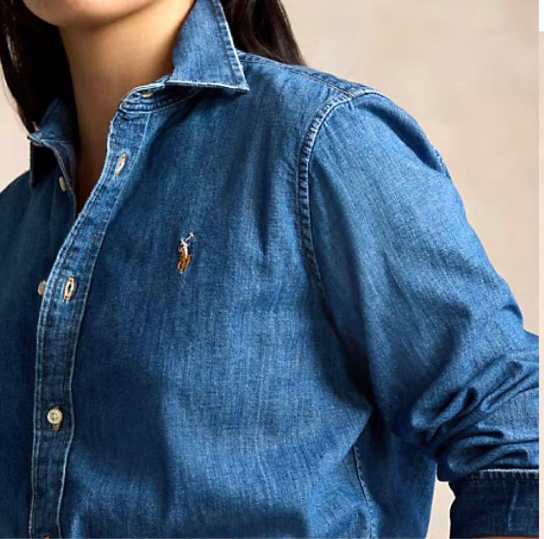 美品 ラルフローレン デニムシャツ ダンガリー M カスタムフィット インディゴ