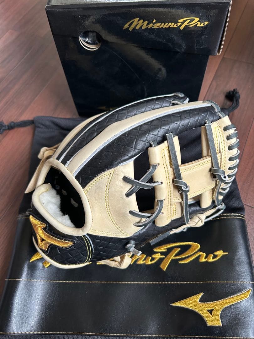 is　ミズノプロ　軟式グローブ 内野用　ブロンド＊ブラック　サイズ9