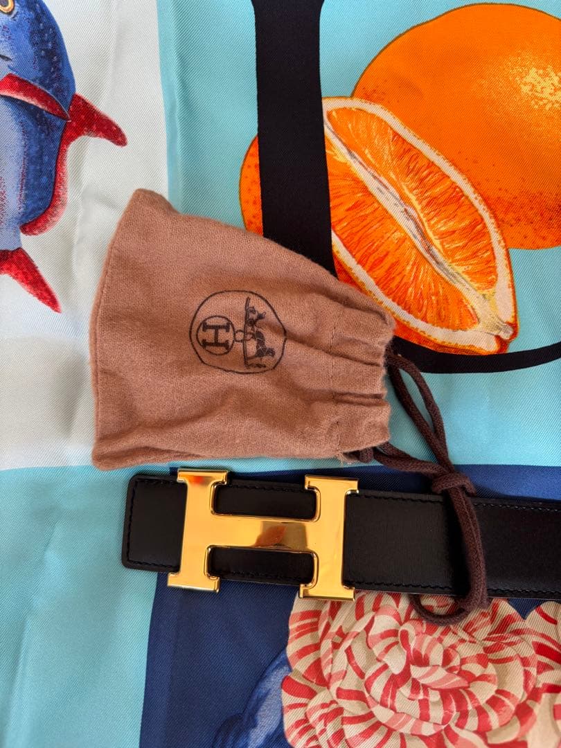 HERMES レザーベルト ブラック/ブルー