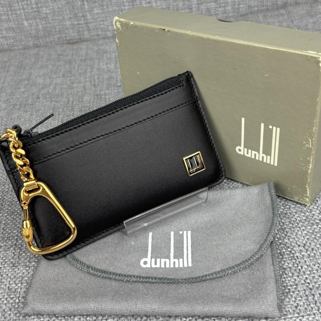 未使用ダンヒル★チェーン付き小銭入れ カーフレザー 本革 黒 箱＆袋 イタリア製