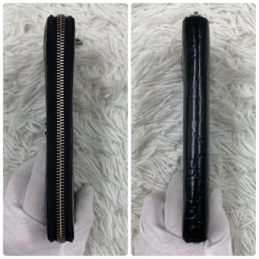 【✨美品✨】グッチ ドリアン ラウンドジップウォレット シマレザー ブラック