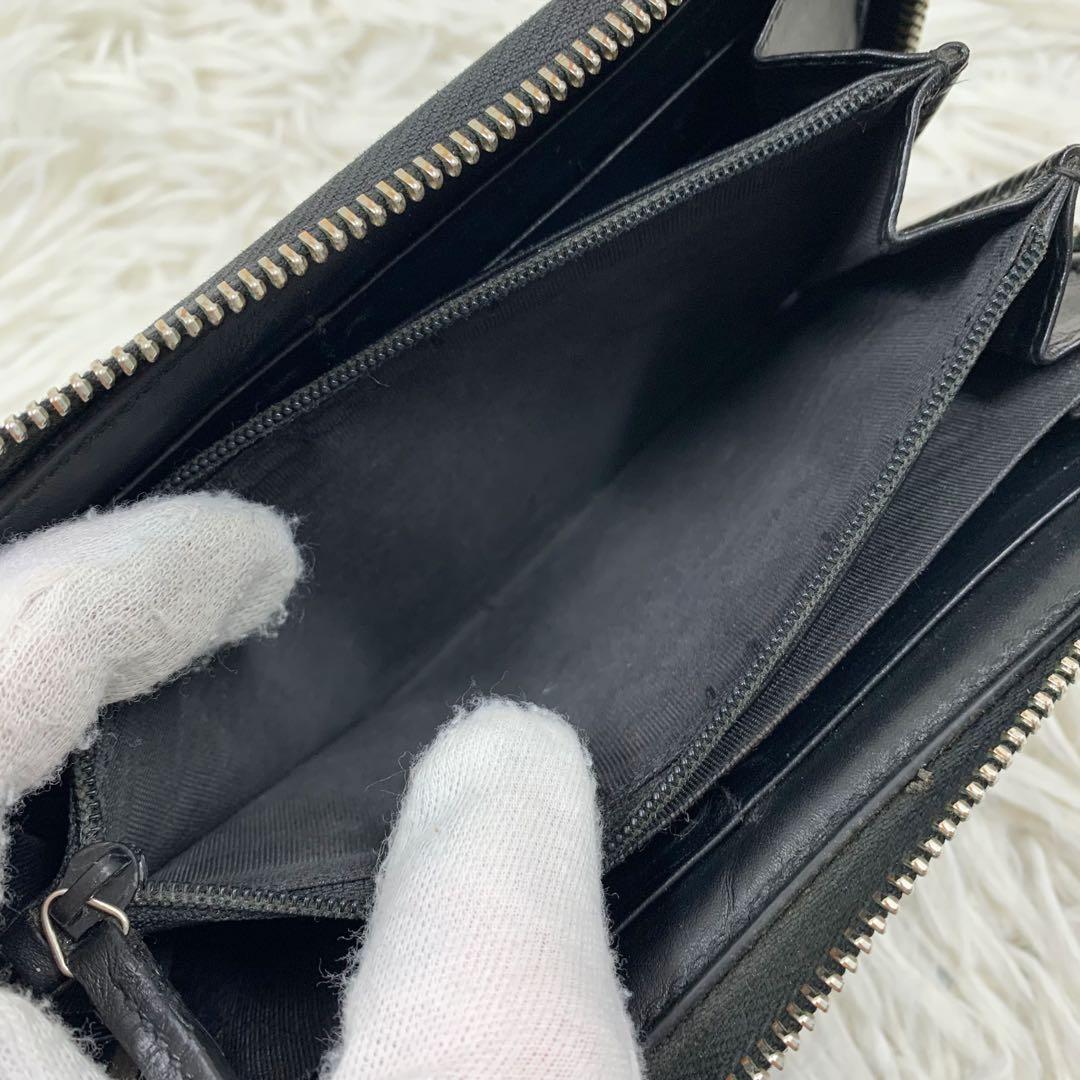 【✨美品✨】グッチ ドリアン ラウンドジップウォレット シマレザー ブラック