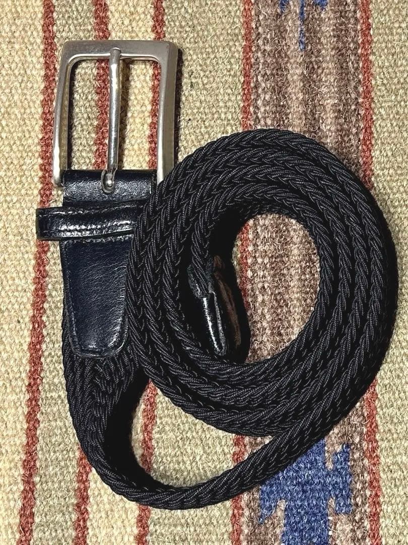 Saddler's サドラーズ　イタリア製編み込みベルト 紺色ネイビー105cm