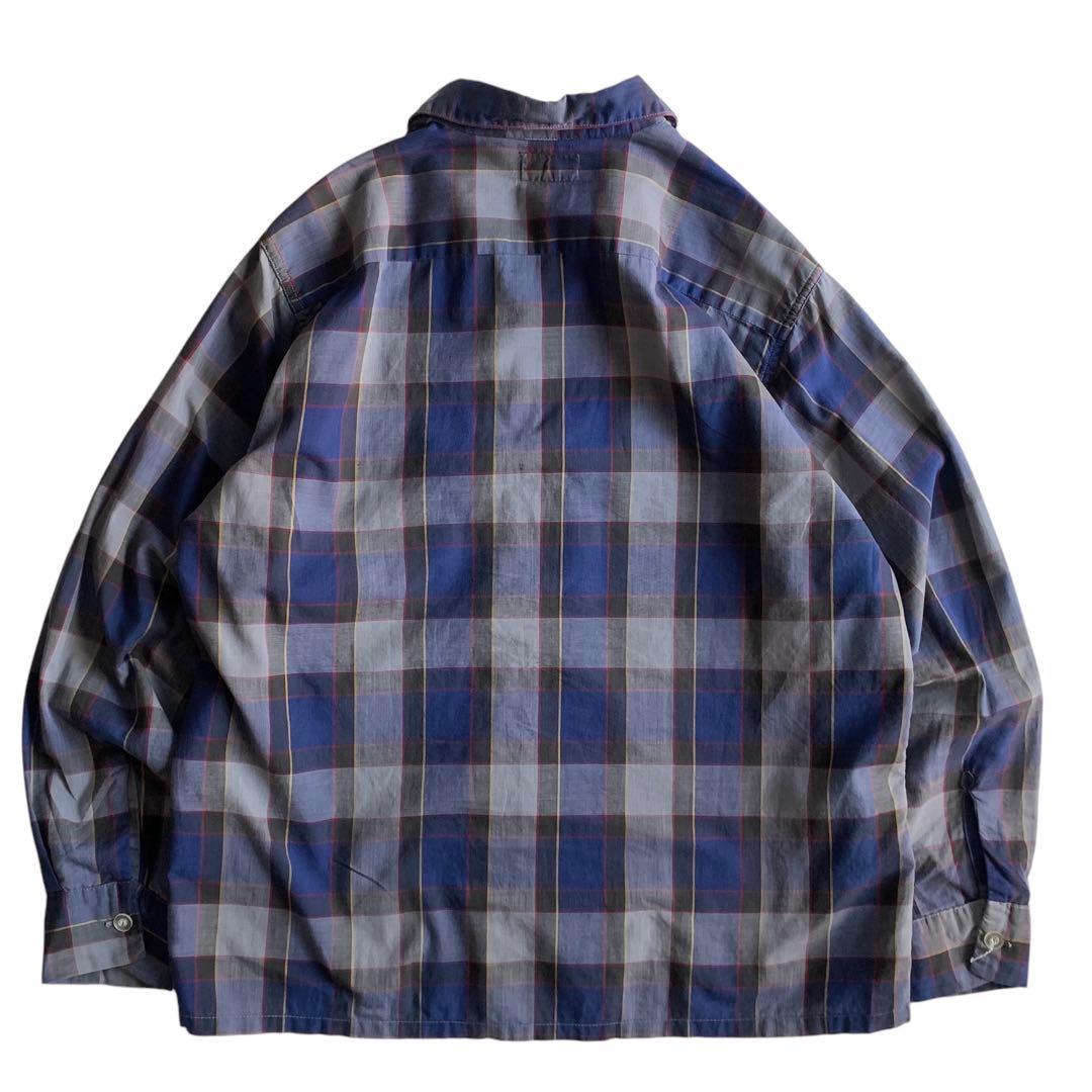 60s vintage オープンカラーシャツ　チェック　シャツ