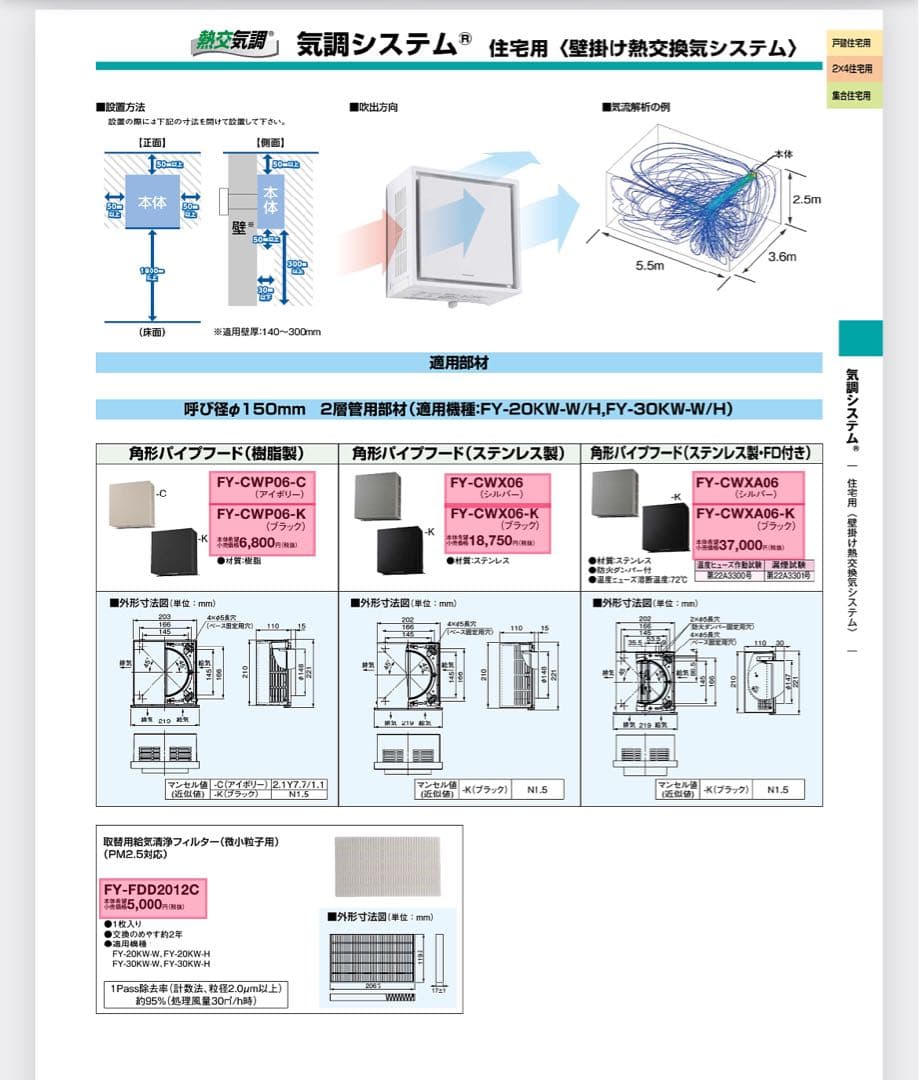Panasonic ダクトレス熱交換器