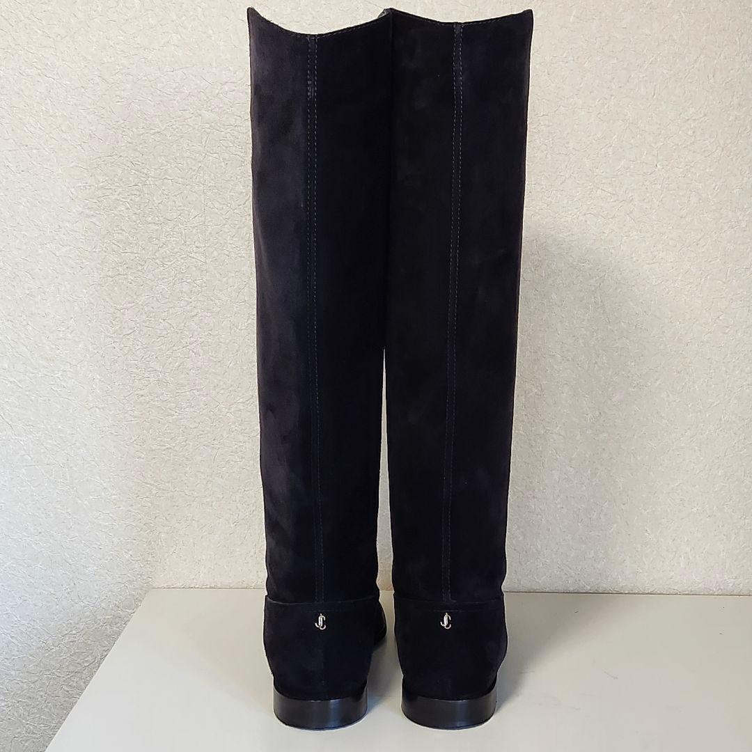 美品 ジミーチュウ BREE FLAT 37 ブラック スエード　ロングブーツ