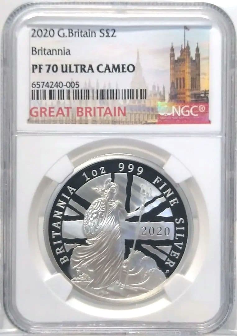 2020 イギリス ブリタニア 1オンス 2ポンド 銀貨 NGC PF70 UC