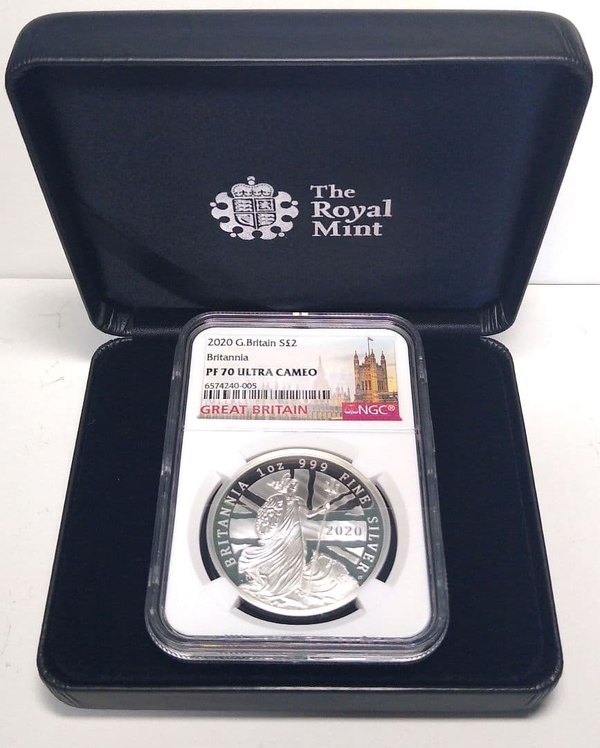 2020 イギリス ブリタニア 1オンス 2ポンド 銀貨 NGC PF70 UC
