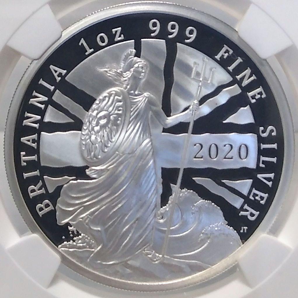 2020 イギリス ブリタニア 1オンス 2ポンド 銀貨 NGC PF70 UC