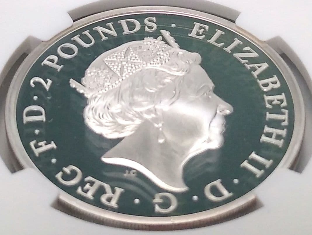 2020 イギリス ブリタニア 1オンス 2ポンド 銀貨 NGC PF70 UC
