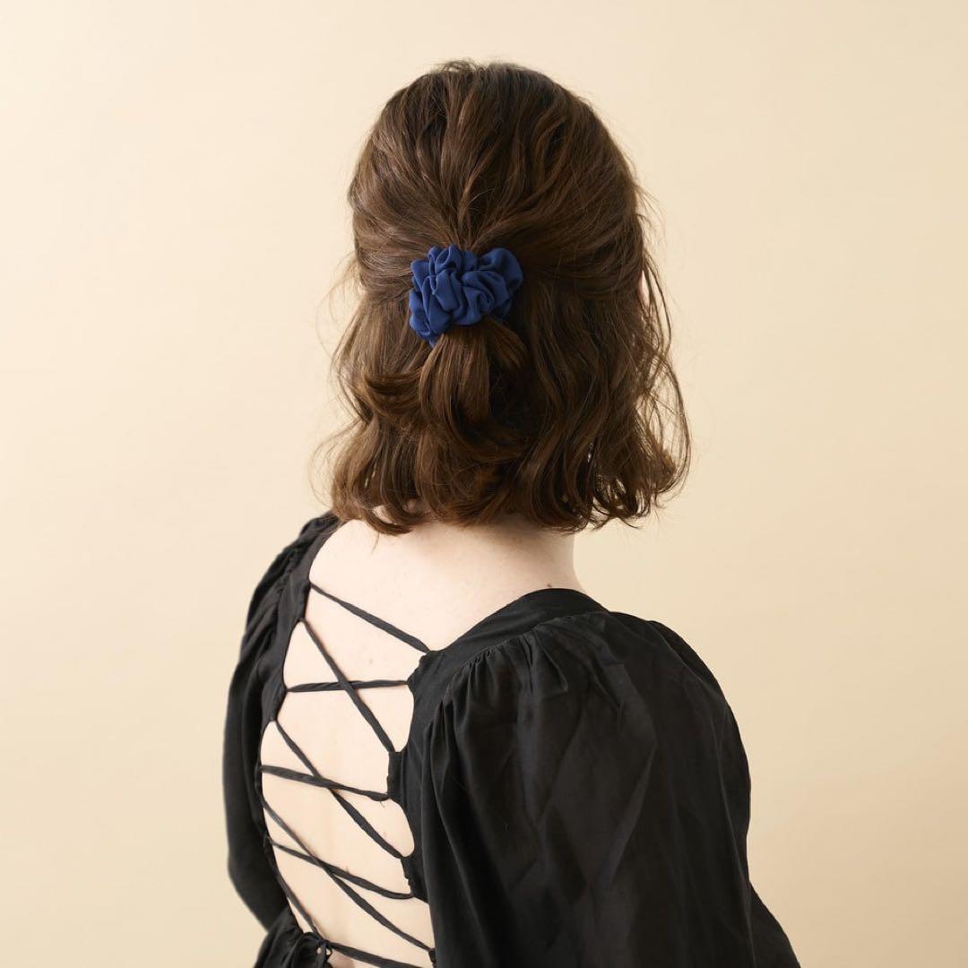 ALEXANDRE DE PARIS シュシュ　ネイビー