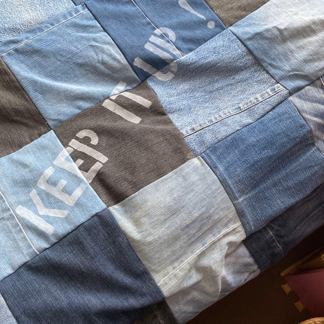 リメイクデニム マルチカバーハンドメイドざっくりベットカバー約２００✖️約190