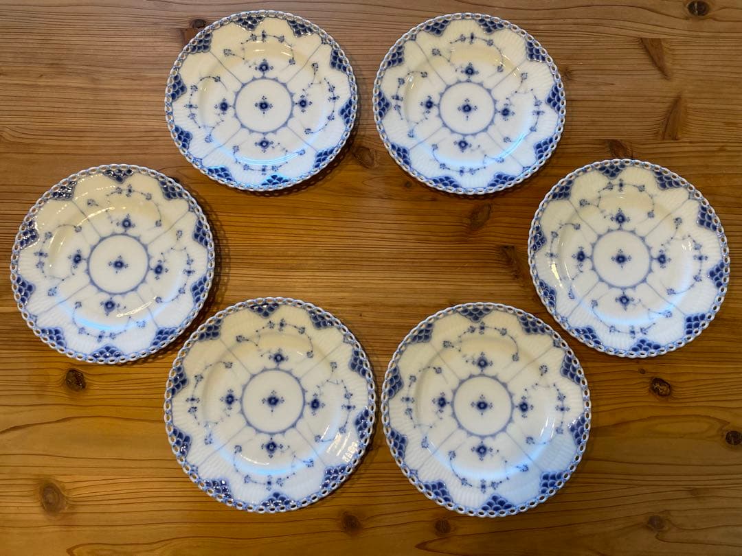 【ヤマザキ】フルレース　ケーキプレート　1870-90年製　6枚