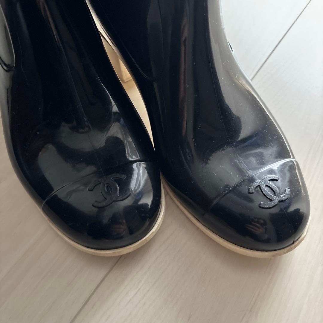 Chanel 長靴 ブラック 花モチーフ