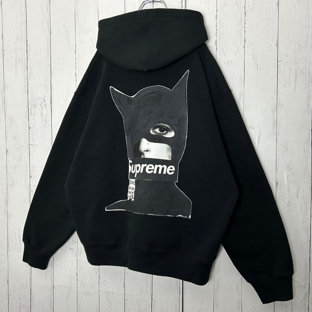 【美品・L】シュプリーム 23AW キャットウーマンフーディ パーカー ロゴ 黒