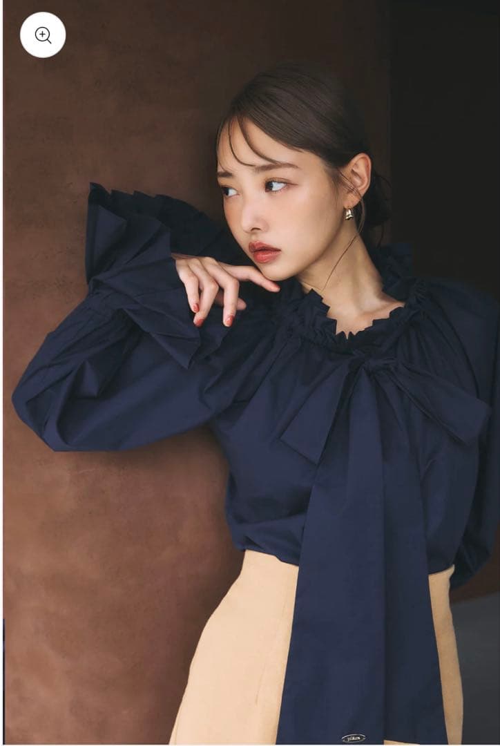 polaura プリーツリボン2WAYブラウス