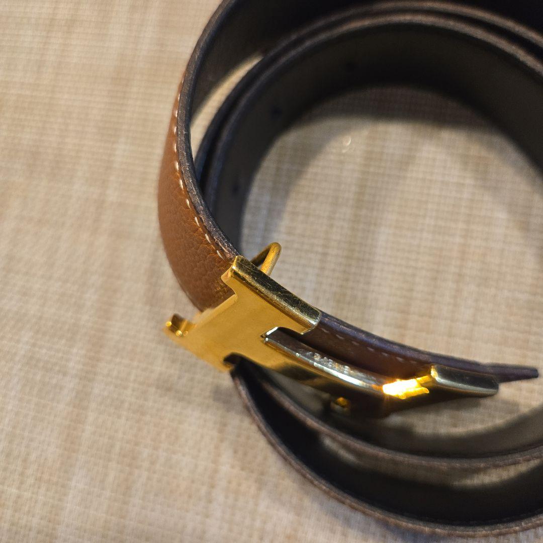 HERMES ブラウンレザー ベルト ゴールド金具