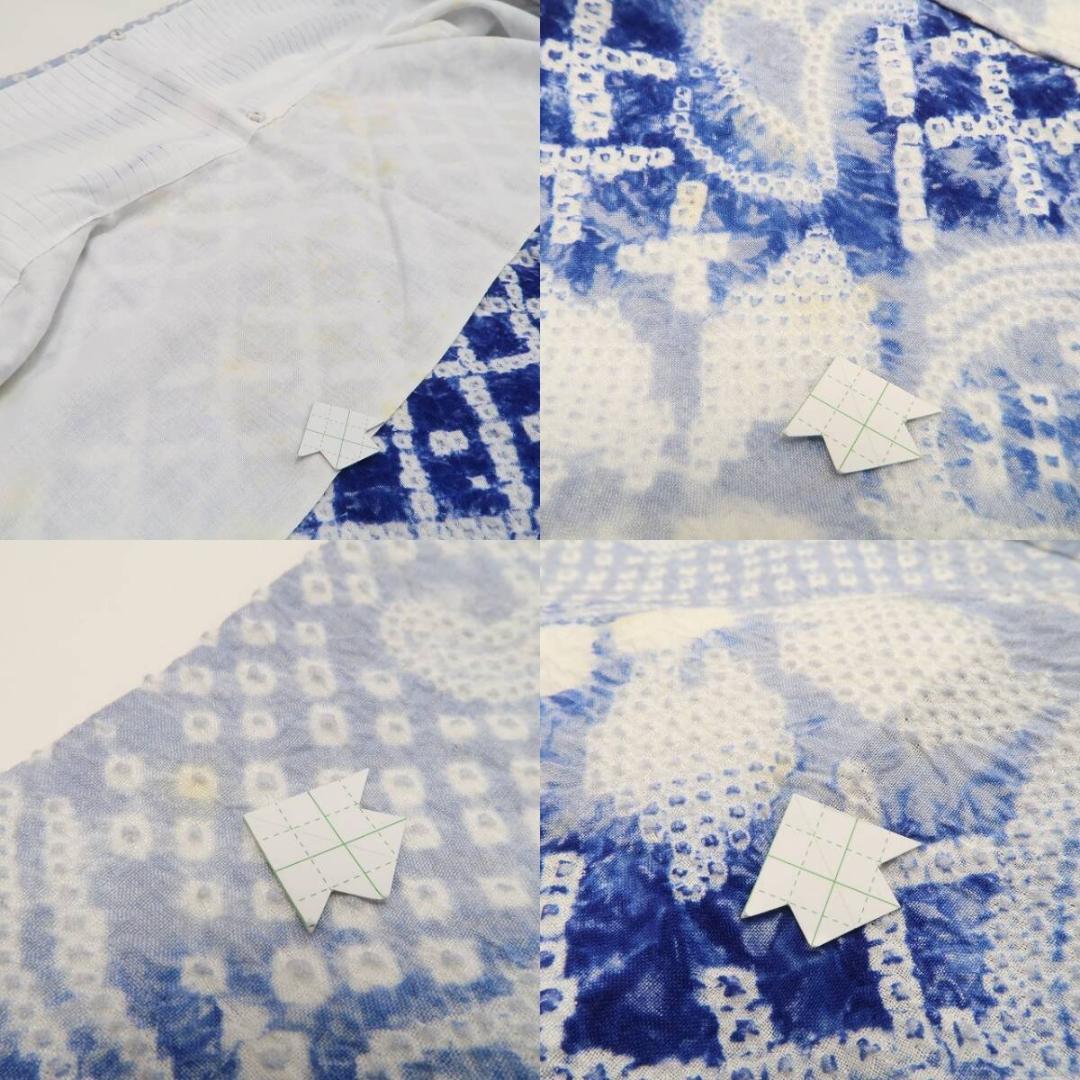 未着用 有松鳴海絞り 夏着物 綿 高級仕立て 仕付け糸付 高級浴衣 6167