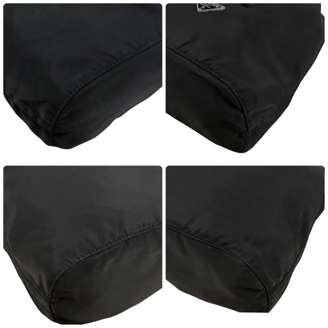 【美品】PRADA プラダ 巾着ポーチ 三角ロゴ ナイロン ブラック 黒 白タグ