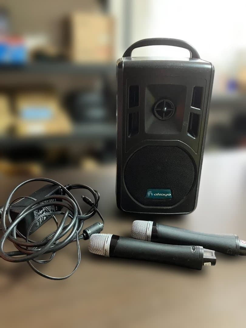 ポータブルスピーカー ワイヤレスマイク2本付きセット JYX-66BT