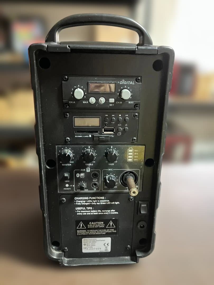 ポータブルスピーカー ワイヤレスマイク2本付きセット JYX-66BT