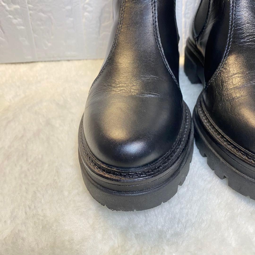 【美品】ENESS エネス サイドゴアブーツ 38 24cm ブラック 厚底