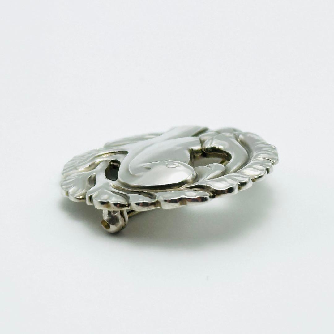   134 シルバーブローチ　バード　リーフ　925S