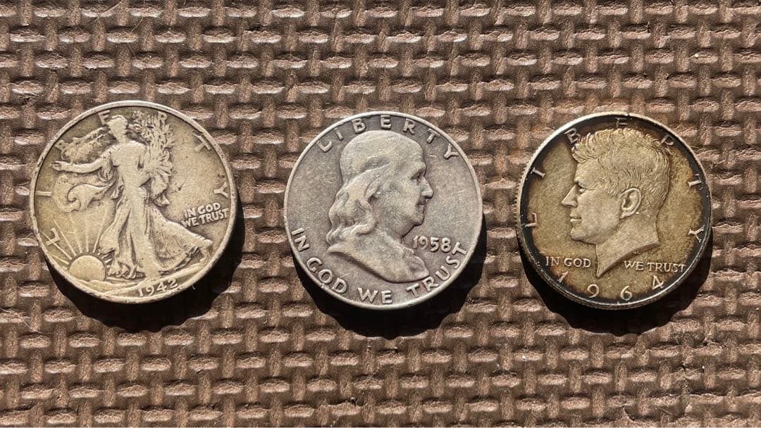 アメリカ50cent銀貨　3種セット