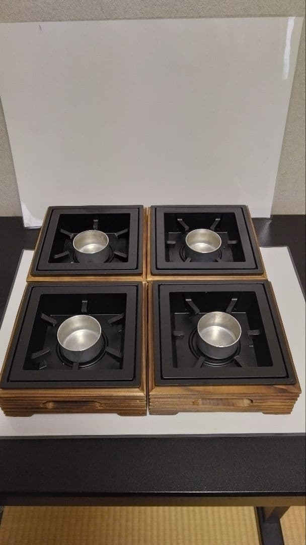 コンロ台民芸調コンロ4セット・キャンプ・アウトドア用