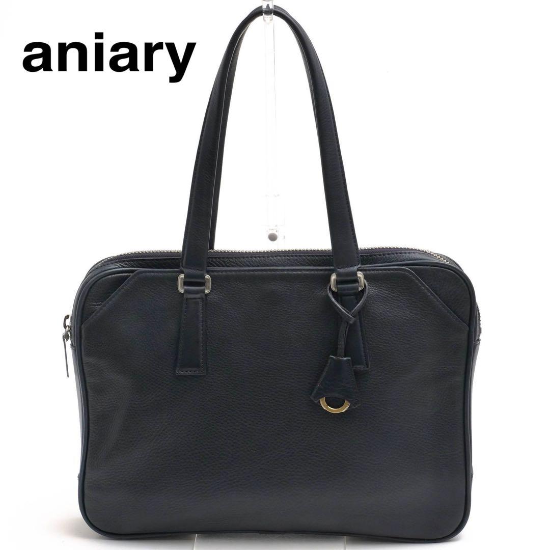 ✨アニアリaniary ブリーフケース ビジネスバッグ レザー シボ革 ブラック